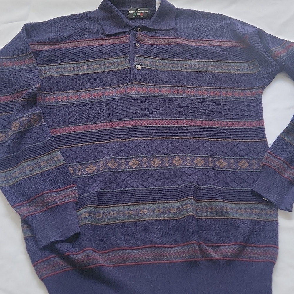 Vintage Blue  Patterned Sweater - Picture 4 of 8
